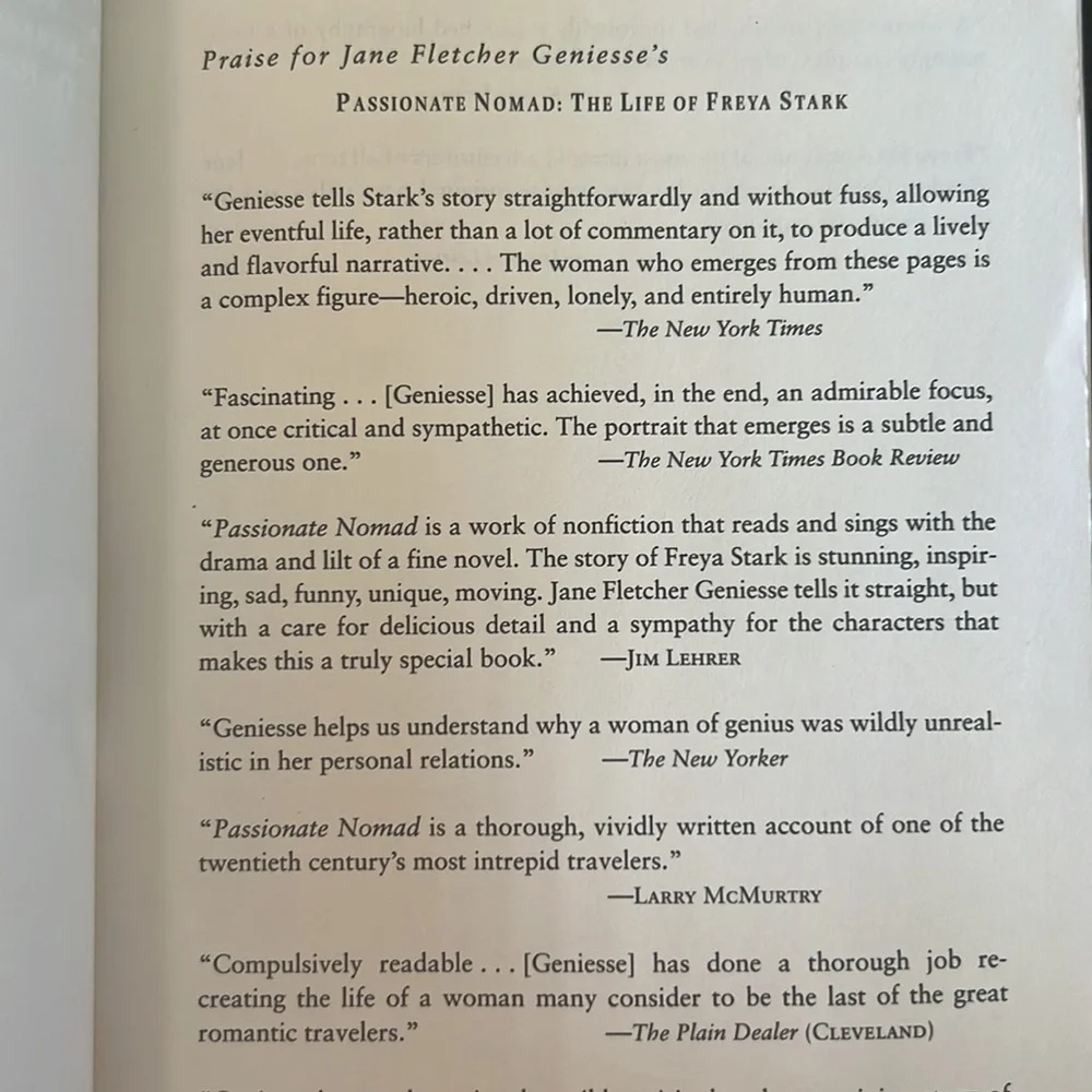“Passionate Nomad The Life of Freya Stark” Paperback Biography